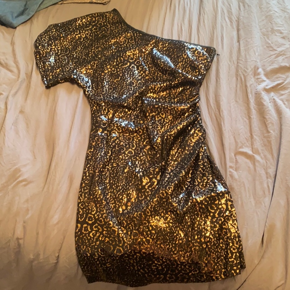 Black and gold homecoming or formal short dress